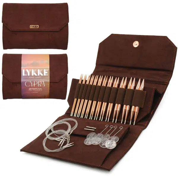 Lykke Cypra Copper 5-Piece Interchangeable Circular Knitting Needle Set with Storage Case | Perfect for Knitting Socks, Sweaters & Scarves
