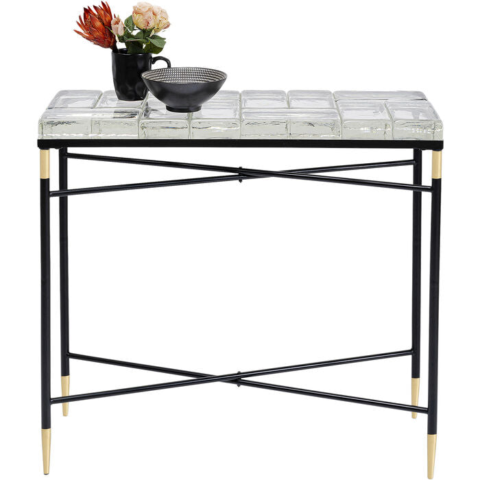 Black Console Table 82x76cm - Modern Entryway Furniture for Hallway, Living Room & Bedroom Decor