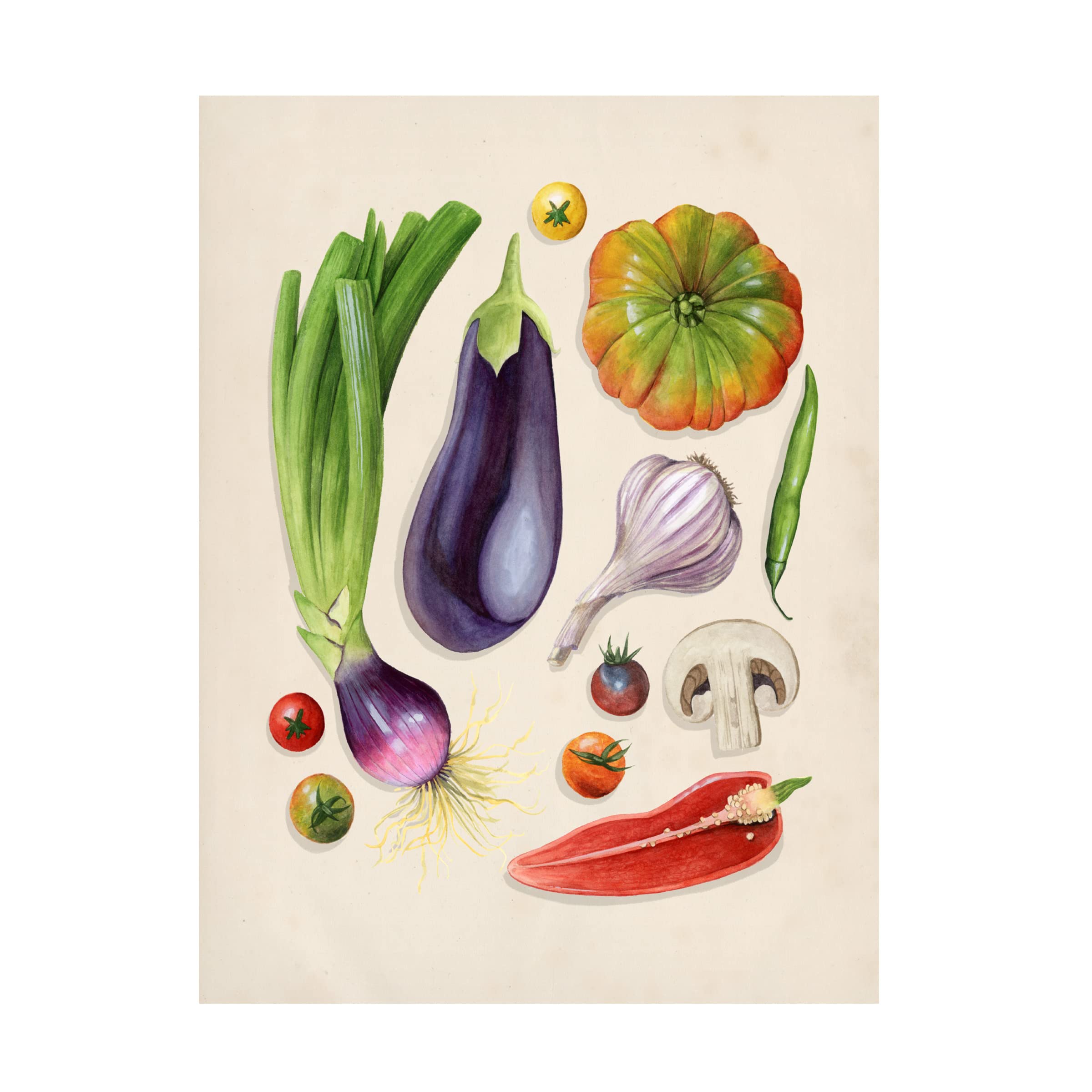 Grace Popp 'Vegetable Garden I' Canvas Wall Art - Handmade Floral Botanical Painting for Home & Office Decor - Perfect for Living Room, Bedroom, or Kitchen Wall Decor