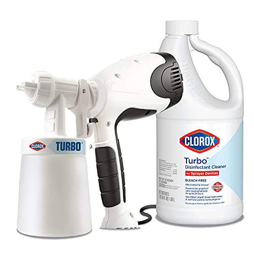 Clorox Turbo Handheld Power Sprayer & Disinfectant Cleaner - 64oz Bundle for Small Business, Industrial & Hospital Cleaning | Lightweight Electric Sprayer for Sanitizing Surfaces, Floors & High-Touch Areas