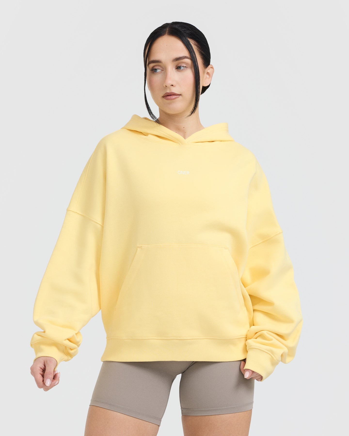 Unisex Oversized Graphic Hoodie - Sherbert Yellow | Trendy Streetwear for Men & Women | Perfect for Casual Outfits, Loungewear & Outdoor Activities