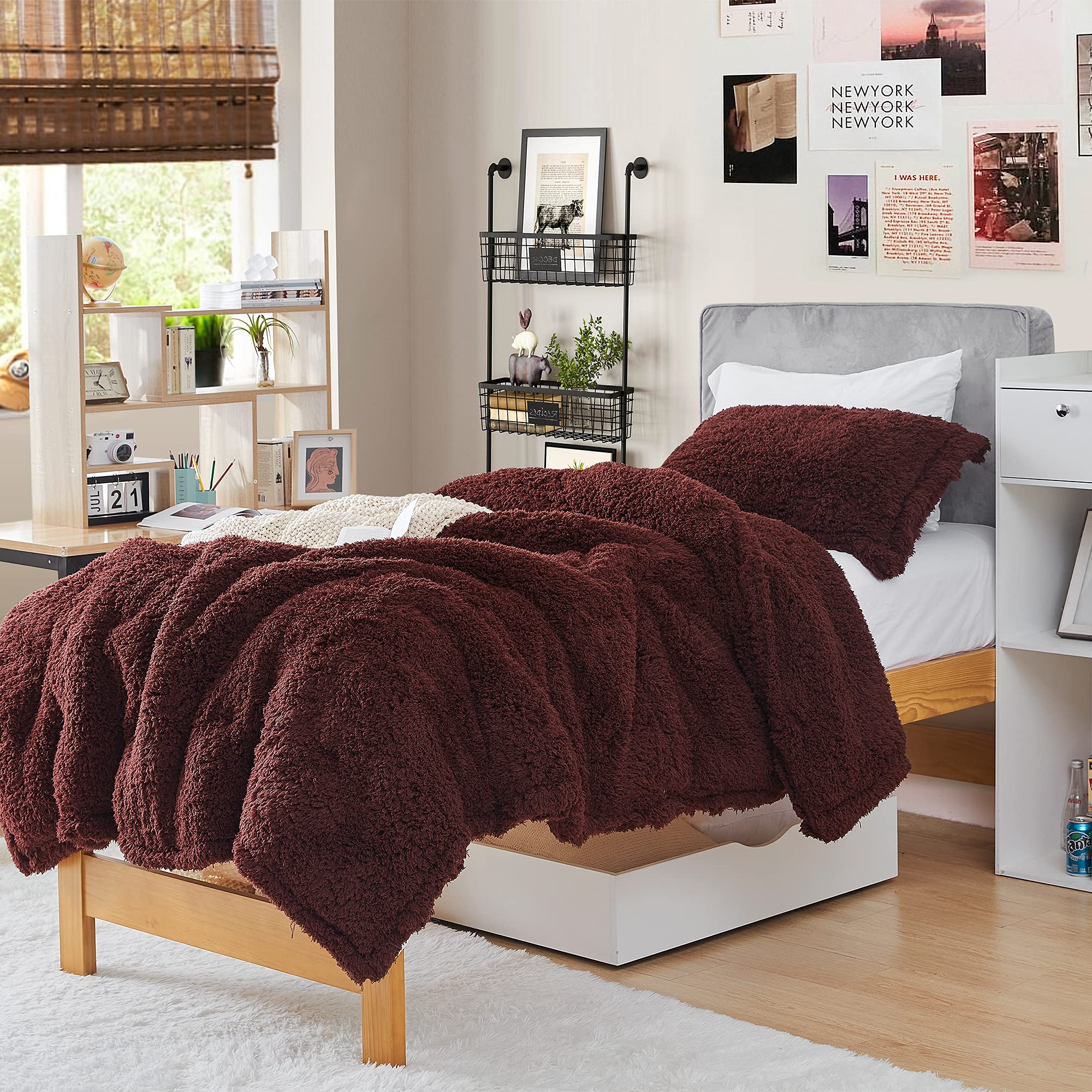 Byourbed Winter Thick Twin XL Comforter Set - Ultra Soft & Warm Burgundy Chocolate Comforter for Cold Weather - Perfect for Bedroom, Guest Room & Dorm Use