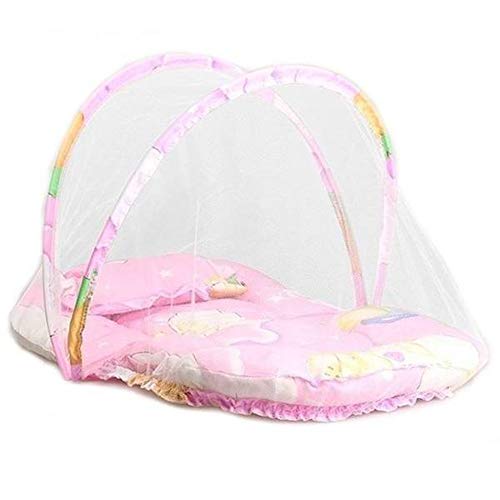 Candora Portable Baby Bed Crib with Folding Mosquito Net - Pink | Lightweight Travel Crib for Newborns & Infants | Perfect for Home, Nursery, Travel & Outdoor Use