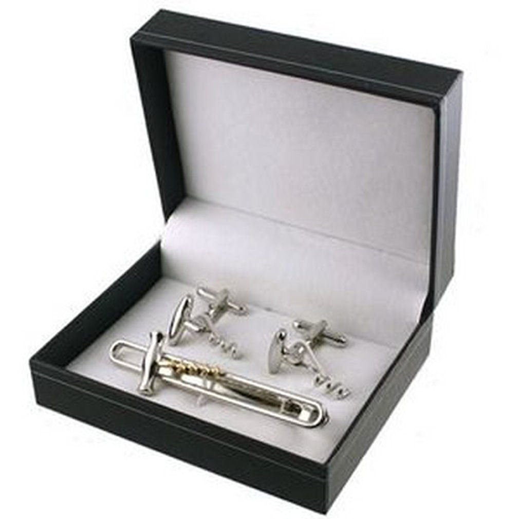 Stylish Wine Cork Cufflinks & Tie Bar Set - Unique Gifts for Men - Perfect for Weddings, Business Meetings & Formal Events