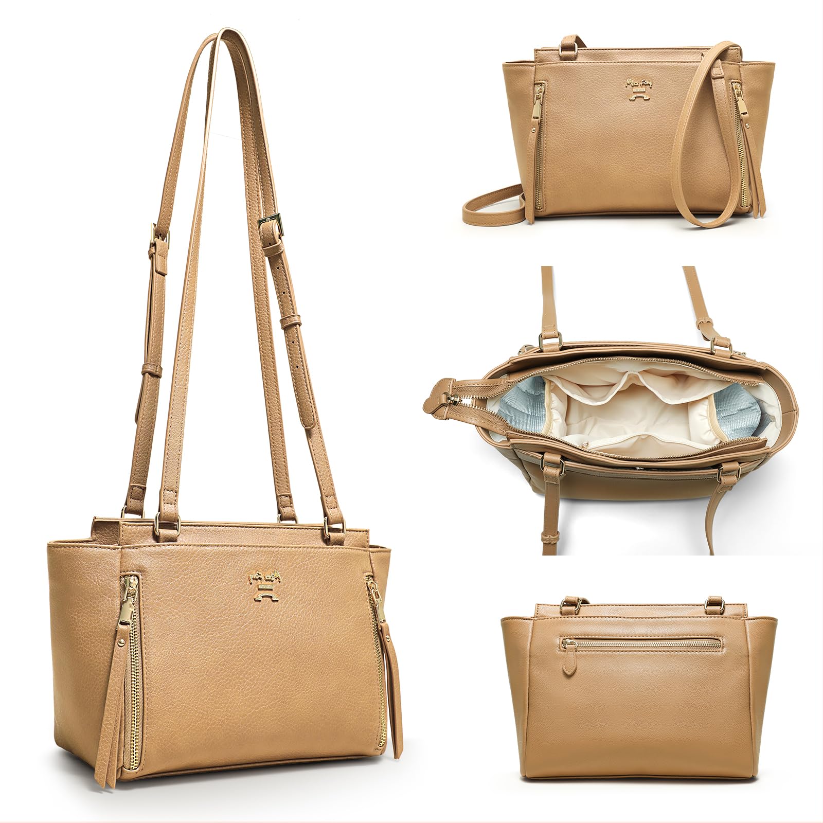 Miss Fong Stylish Crossbody Diaper Bag with 6 Pockets - Compact Baby Essentials Organizer for Moms on the Go | Perfect for Shopping, Travel & Daily Outings with Baby