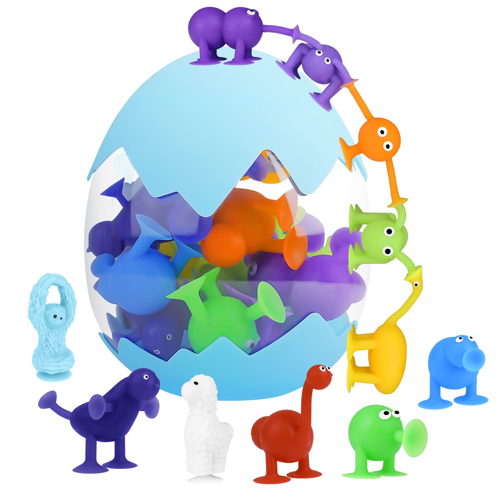 12-Pack Silicone Suction Toys for Kids - Bath & Sensory Play, Stress Relief Gifts for Ages 3-7