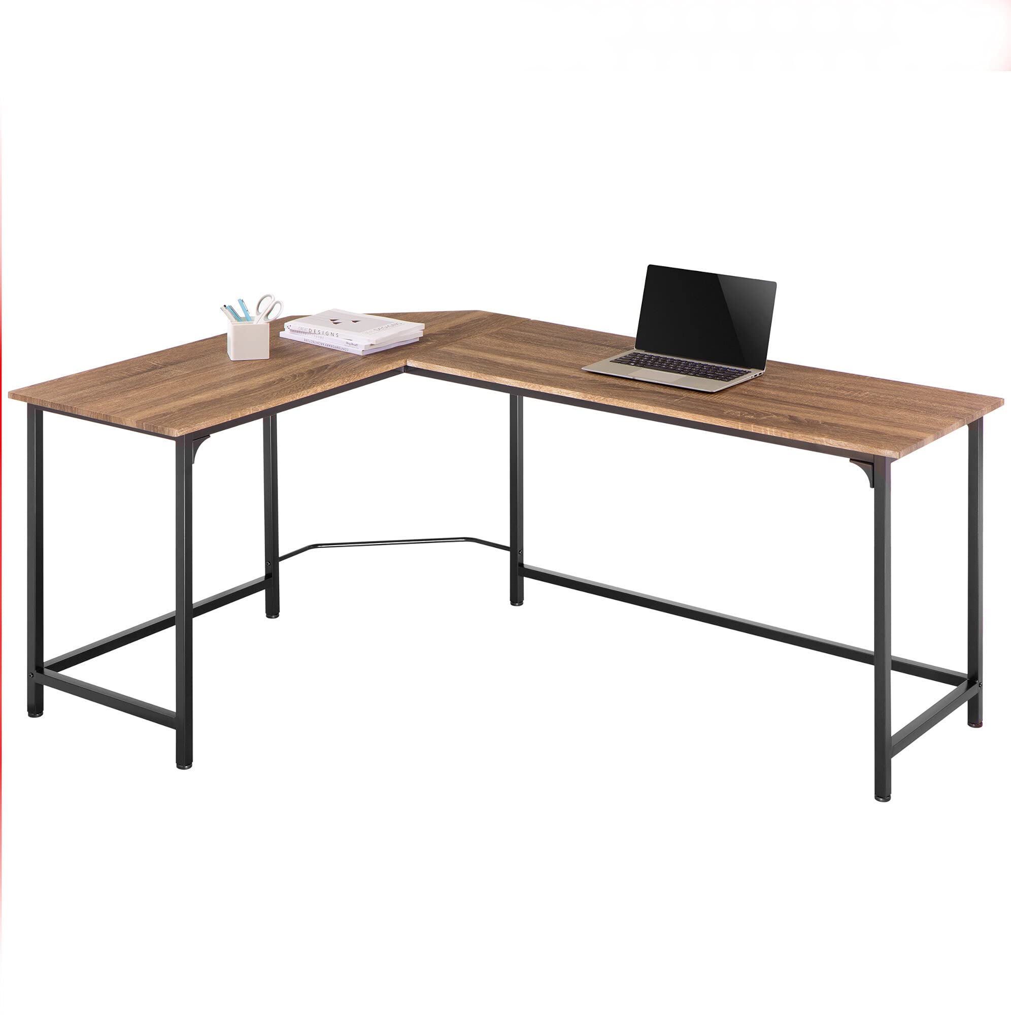 Modern L-Shaped Computer Desk for Home Office - Corner PC Laptop Writing Study Workstation with Storage Shelf | Perfect for Small Spaces & Remote Work Setup