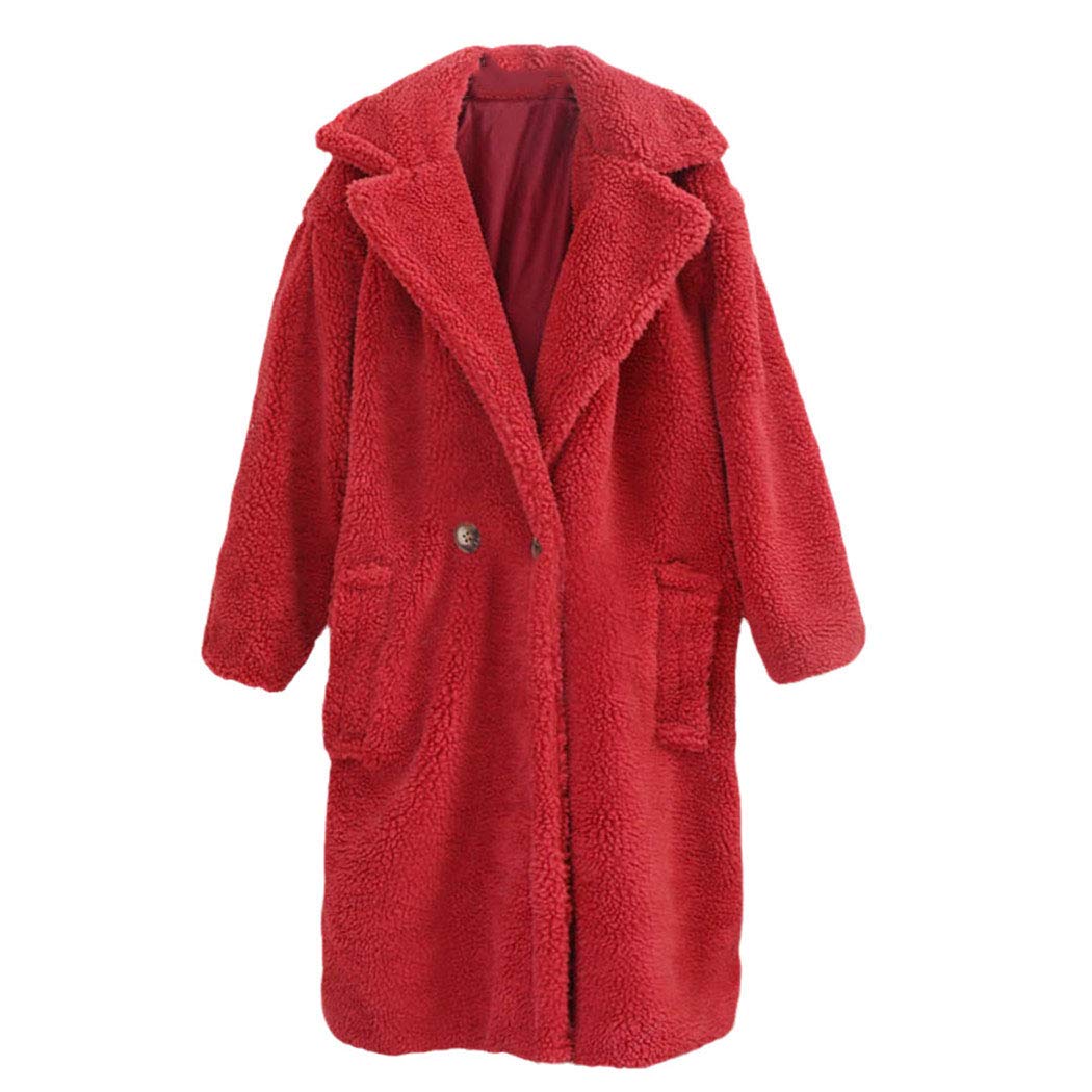 Women's Pink Long Teddy Bear Jacket - Winter Warm Oversized Faux Lambswool Fur Coat | Cozy Outerwear for Cold Weather, Street Style & Casual Outings