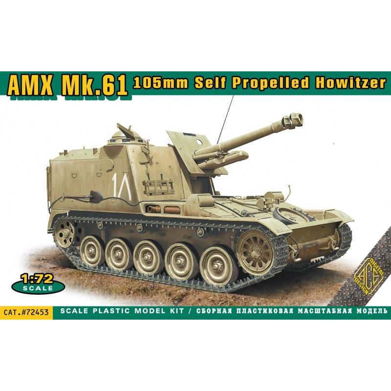 Ace Models 72453 1/72 Scale AMX Mk 61 105mm Self Propelled Howitzer Military Vehicle Model Kit - Perfect for Wargaming, Dioramas & Collectors