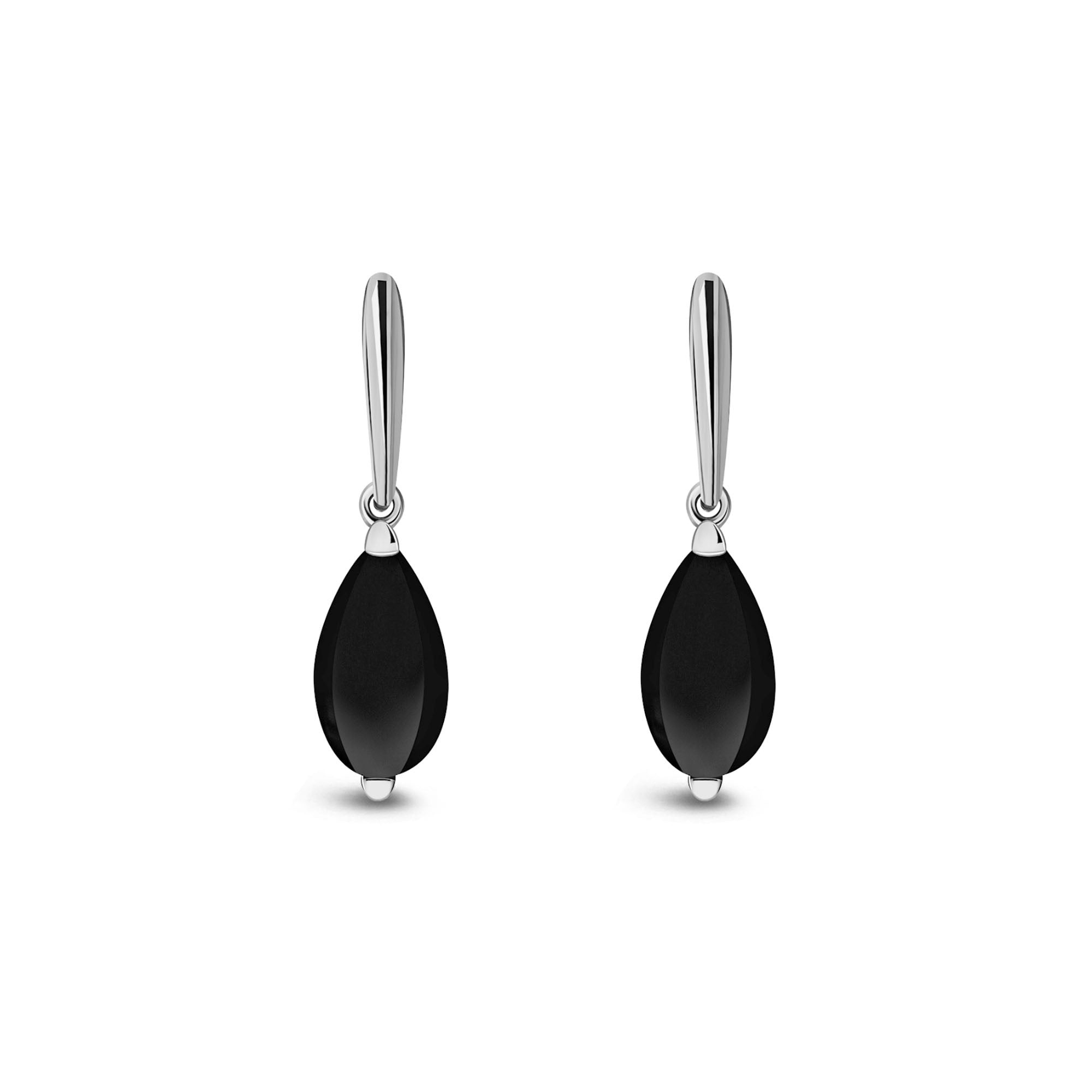Whitby Jet Teardrop Sterling Silver Cradle Earrings - Elegant Dangle Earrings for Women, Perfect for Weddings, Parties & Evening Events