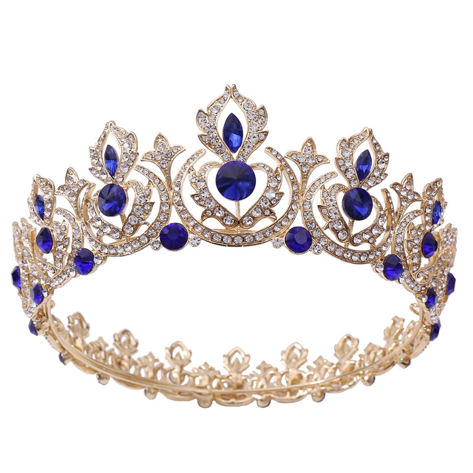 Luxury Rhinestone Bridal Crown Headpiece - Full Circle Wedding & Birthday Tiara, Retro Hair Accessories for Women, Models & Catwalk (Color: A) - Perfect for Bridal Showers, Pageants, Prom & Special Occasions