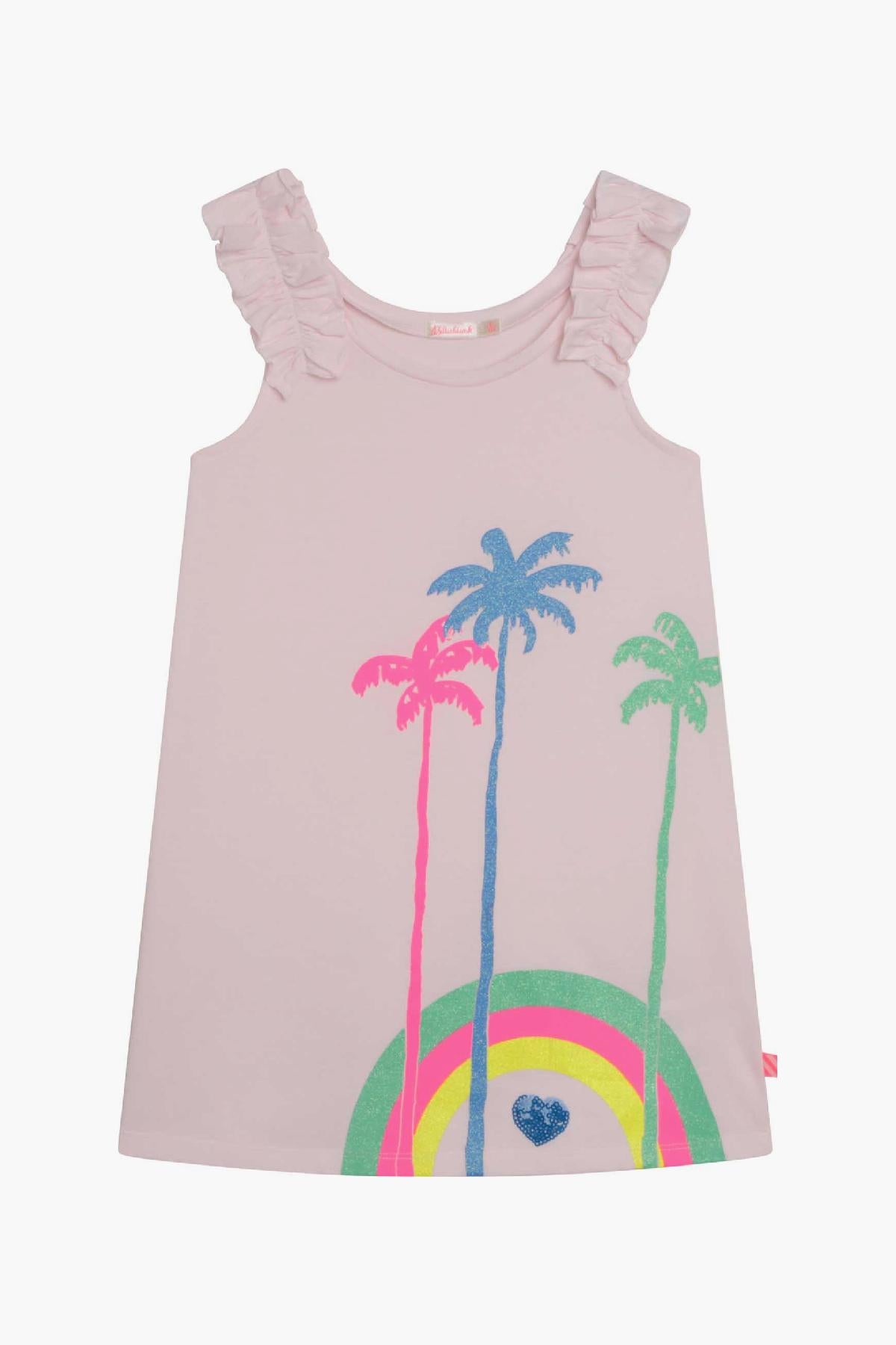 Billieblush Girls' Floral Print Dress with Multi Palms Design - Perfect for Summer Outfits, Beach Vacations & Casual Wear