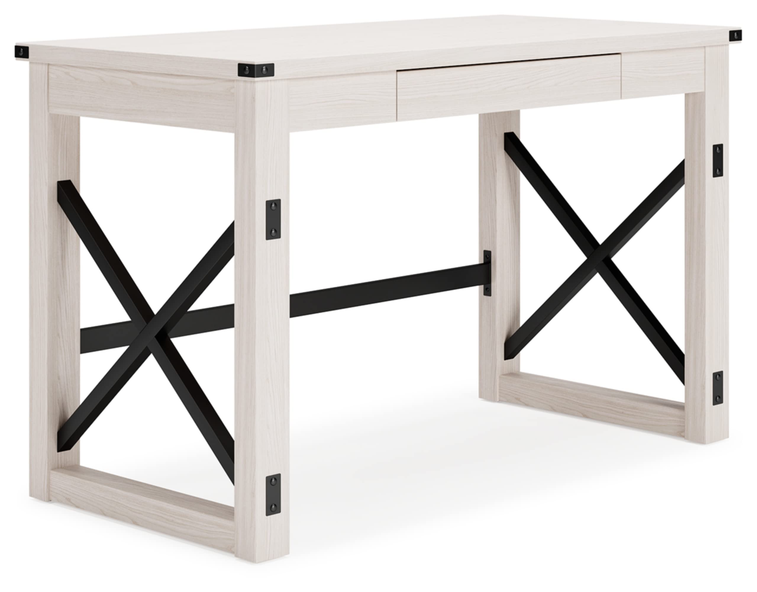 Signature Design by Ashley Bayflynn Modern Farmhouse Home Office Desk - Whitewash Finish, Rustic Writing Desk for Home Office, Study & Workspace - Perfect for Remote Work & Small Spaces