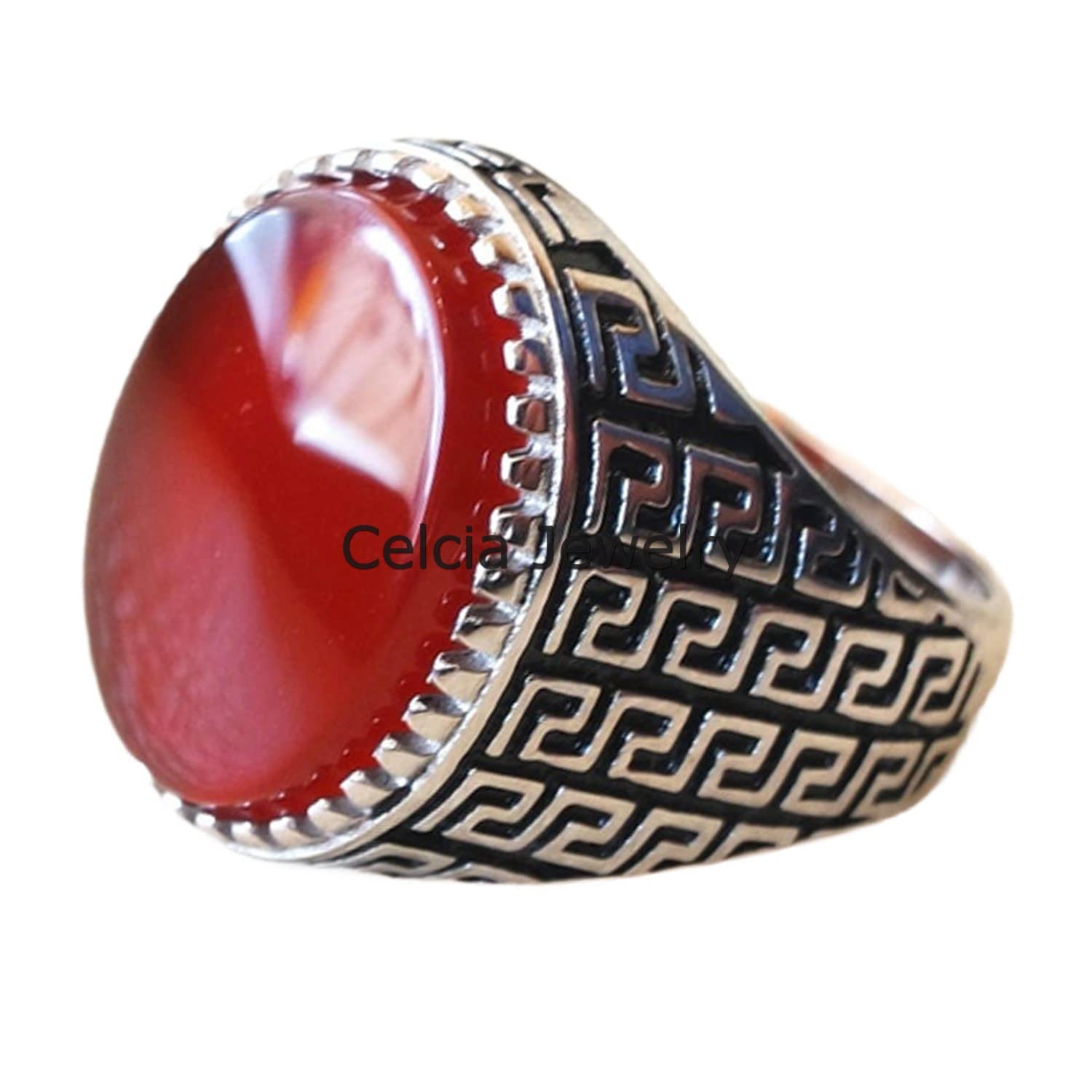 Genuine Carnelian Gemstone Antique Handmade Statement Ring - Vintage Signet Ring for Wedding, Proposal, Birthday & Anniversary Gifts - Perfect for Engagement, Bridal Jewelry & Special Occasions