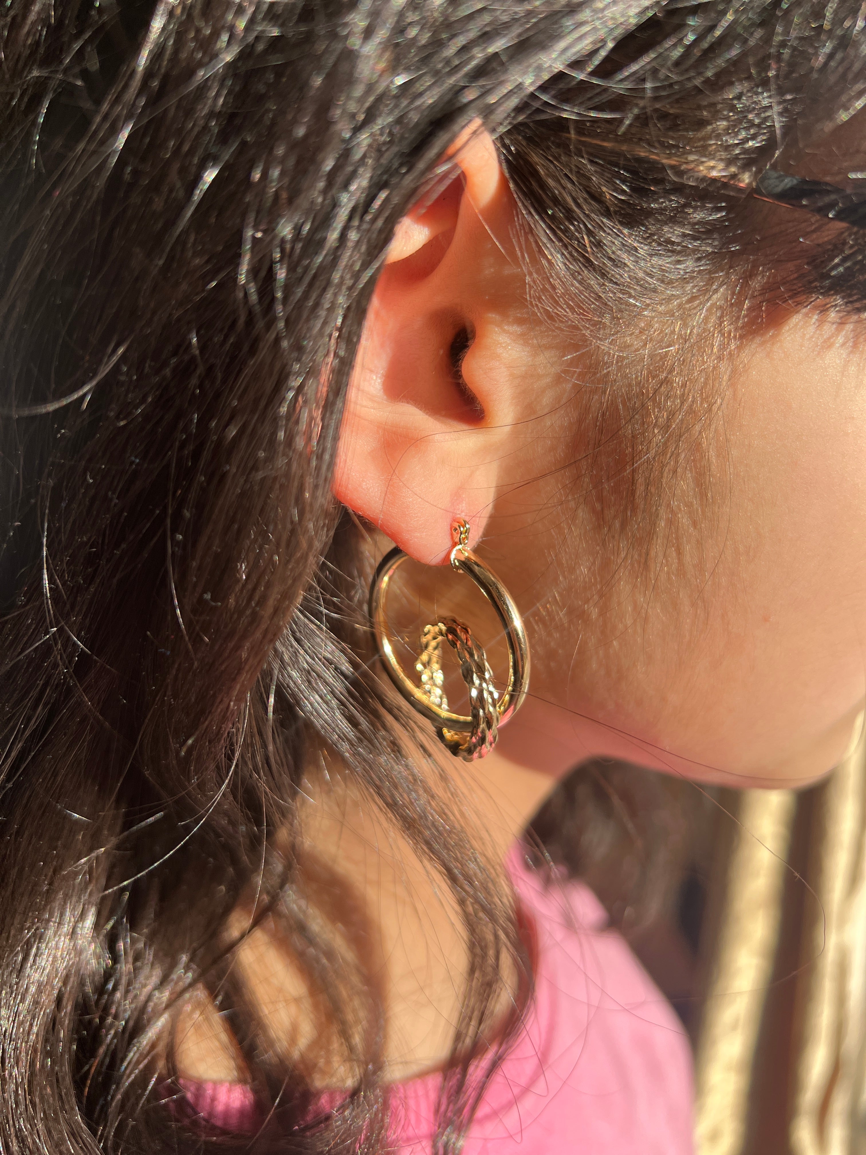 14K Gold Filled Double Link Hoop Earrings for Women - Elegant Dainty Everyday Jewelry for Casual & Formal Occasions