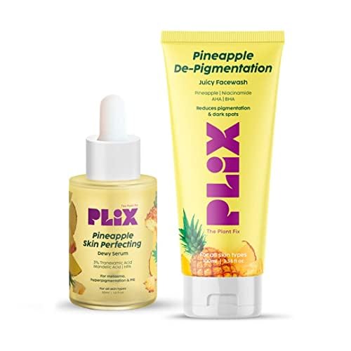 Prime Craft THE PLANT FIX 3% Tranexamic Acid Brightening Serum (30ml) & Pineapple Foaming Cleanser (100ml) - Dark Spot Corrector, Even Skin Tone, Hyperpigmentation Treatment | For Glowing Complexion, Daily Skincare Routine, Morning & Night Use