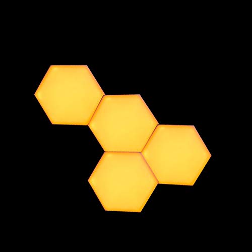 BINGFANG-W Modern Nordic Hexagon LED Wall Lamp - Touch Sensitive Quantum Honeycomb Light with Magnetic Modular Design for DIY Home Decor | Perfect for Bedroom, Living Room & Nursery Night Lighting
