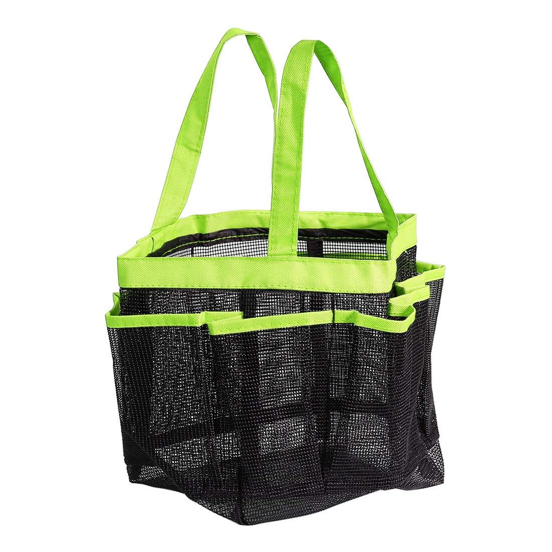 uxcell Portable Shower Caddy with 7 Mesh Pockets - Quick Dry Hanging Toiletry Bag & Bath Organizer for Shampoo, Conditioner, Soap | Waterproof Oxford Fabric | Perfect for Travel, Camping & Dorm Bathrooms (Green)
