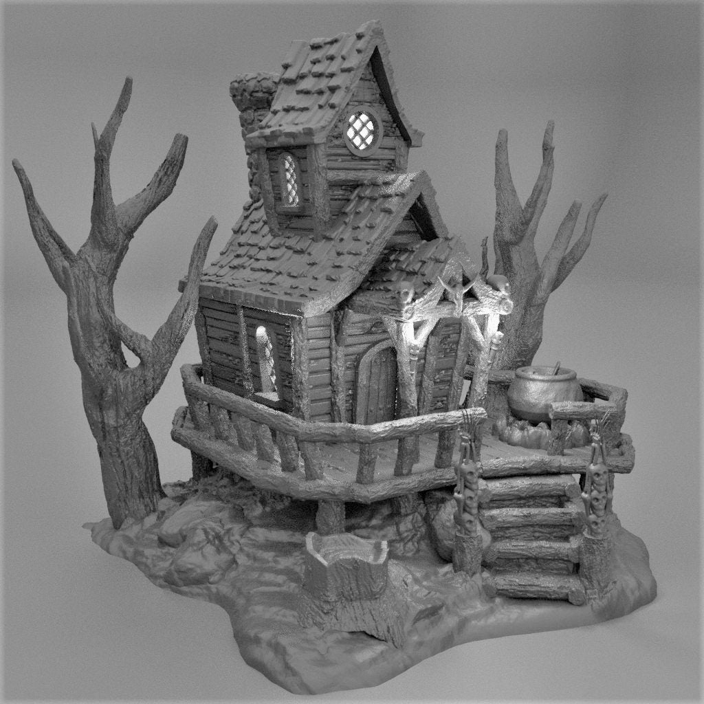 Witch Hut Decor - Fantasy Witch House & Sorceress Lair for Dungeons and Dragons RPG - Magical Terrain Scenery for Tabletop Gaming & Halloween Decor
