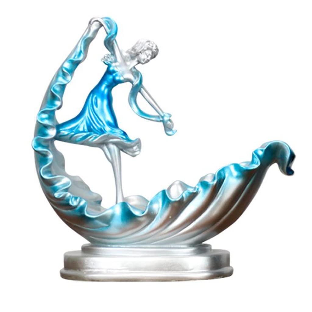 Modern Sculpture Wine Rack - Elegant Lady Figurine Resin Bottle Holder for Kitchen & Home Decor | Blue Art Statue for Single Wine Bottle Storage | Perfect for Dining Room, Bar Counter & Gift Giving