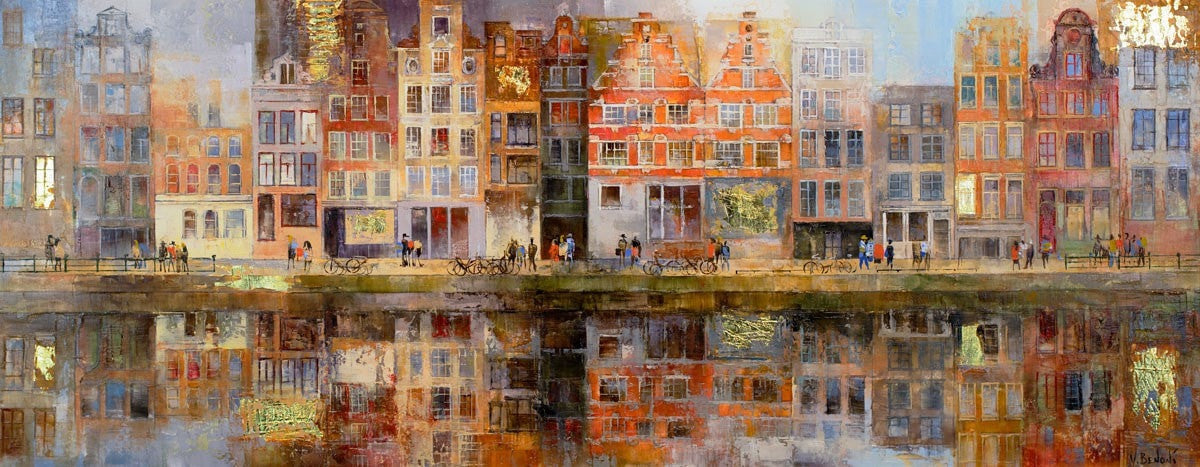 Amsterdam Sunrise Original Painting - Handmade Wall Art for Home & Office Decor - Perfect for Living Room, Bedroom, or Gift