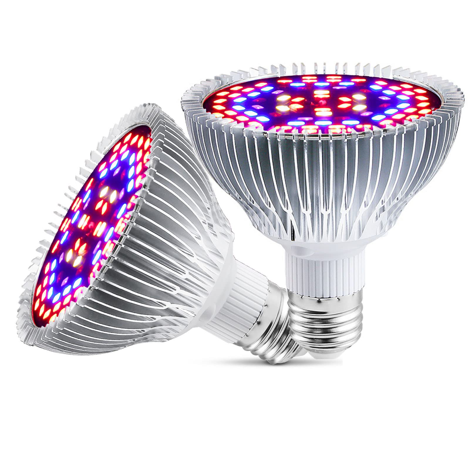 50W Full Spectrum LED Grow Light Bulb for Indoor Plants, Vegetables & Seedlings - Hydroponics, Greenhouse, Organic Soil Gardening - E27 Base 78 LED Plant Light (2 Pack) - Perfect for Indoor Herb Gardens, Hydroponic Systems & Home Greenhouses