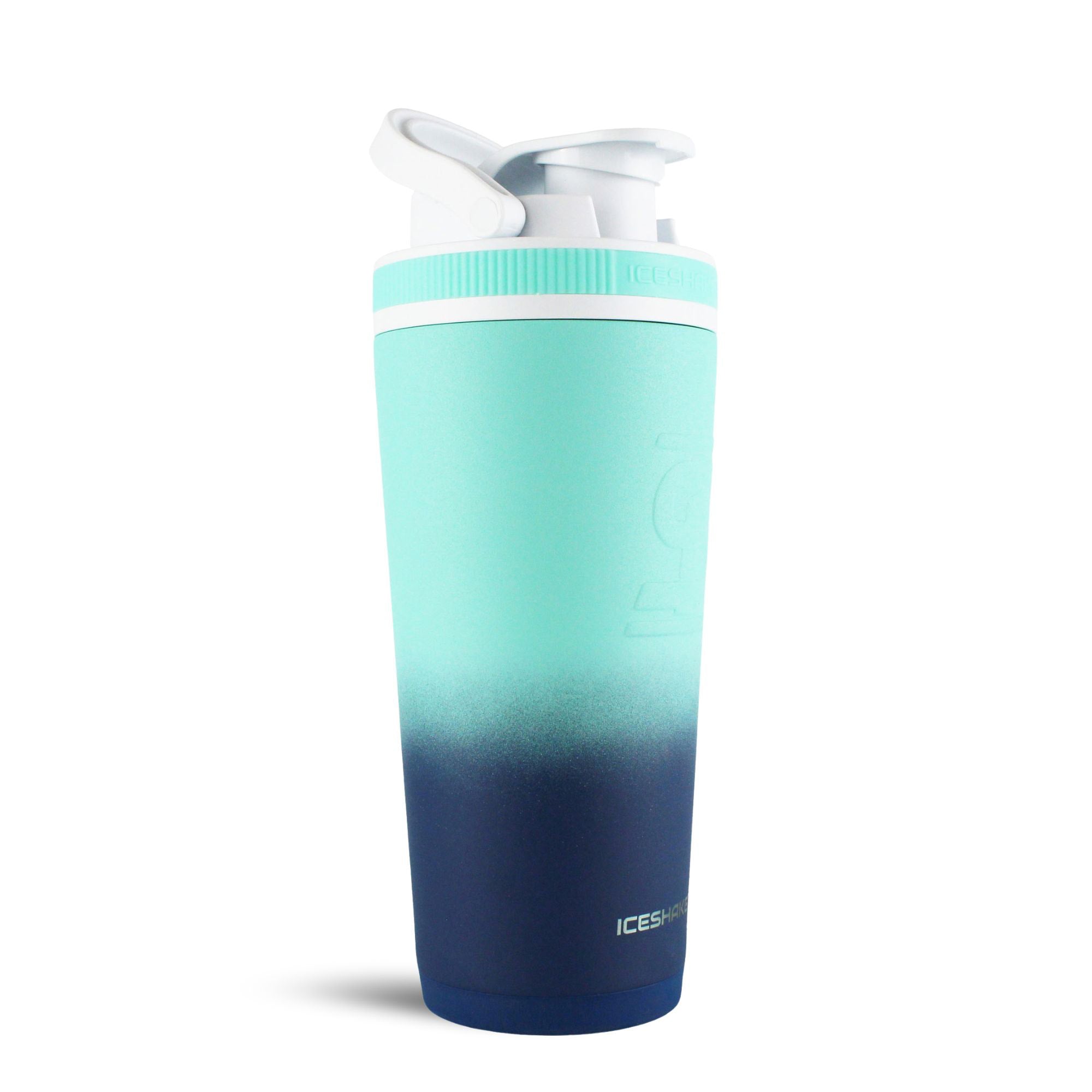 26oz Insulated Stainless Steel Ice Shaker Bottle - Navy Mint Ombre Gradient Design for Gym, Workout & Protein Drinks | Leakproof & Sweatproof | Perfect for Fitness, Bodybuilding & Outdoor Activities