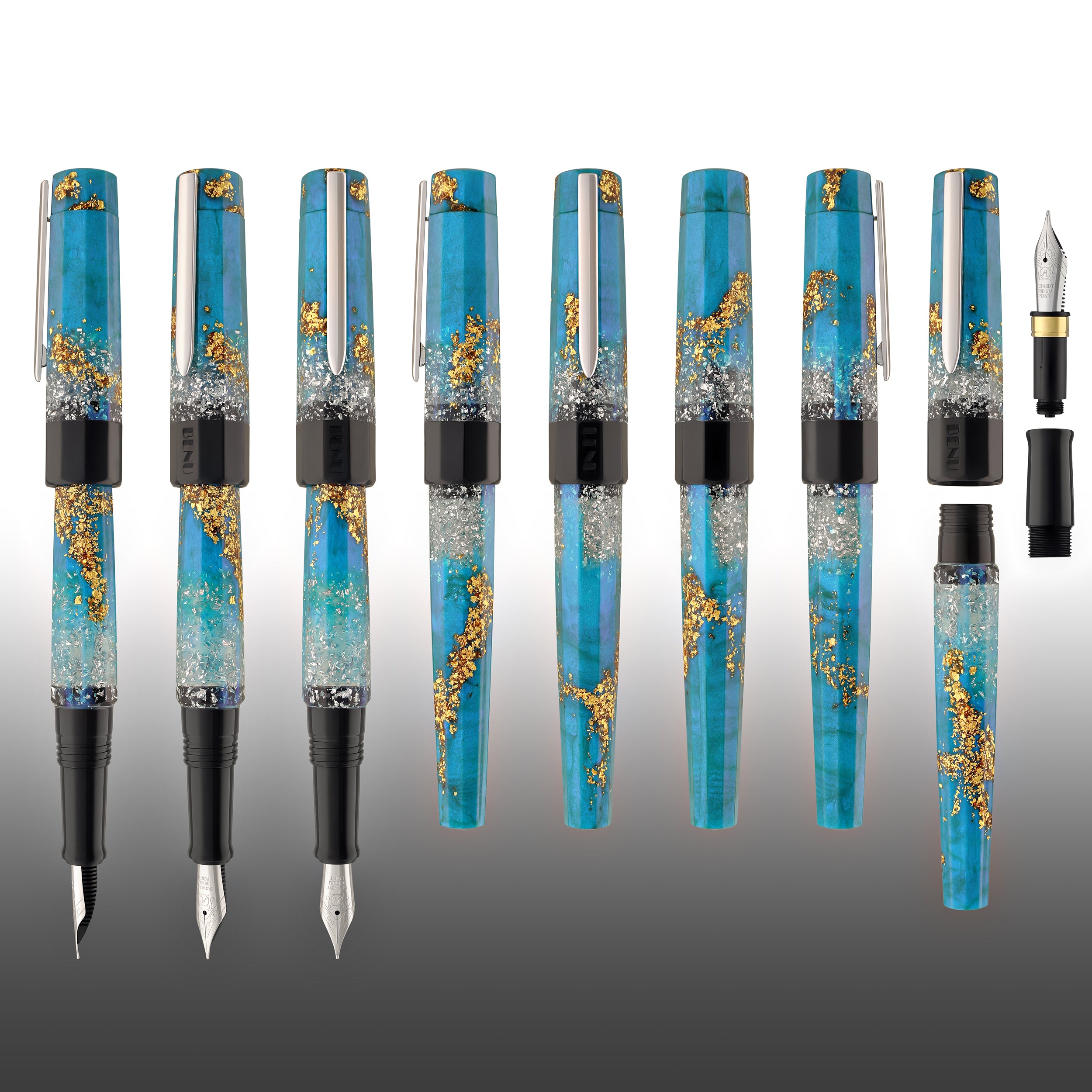Benu Euphoria Fountain Pen - Premium Bora Bora Blue Ink Pen for Writing, Calligraphy & Gift Giving | Elegant Office, Wedding & Special Occasion Pen
