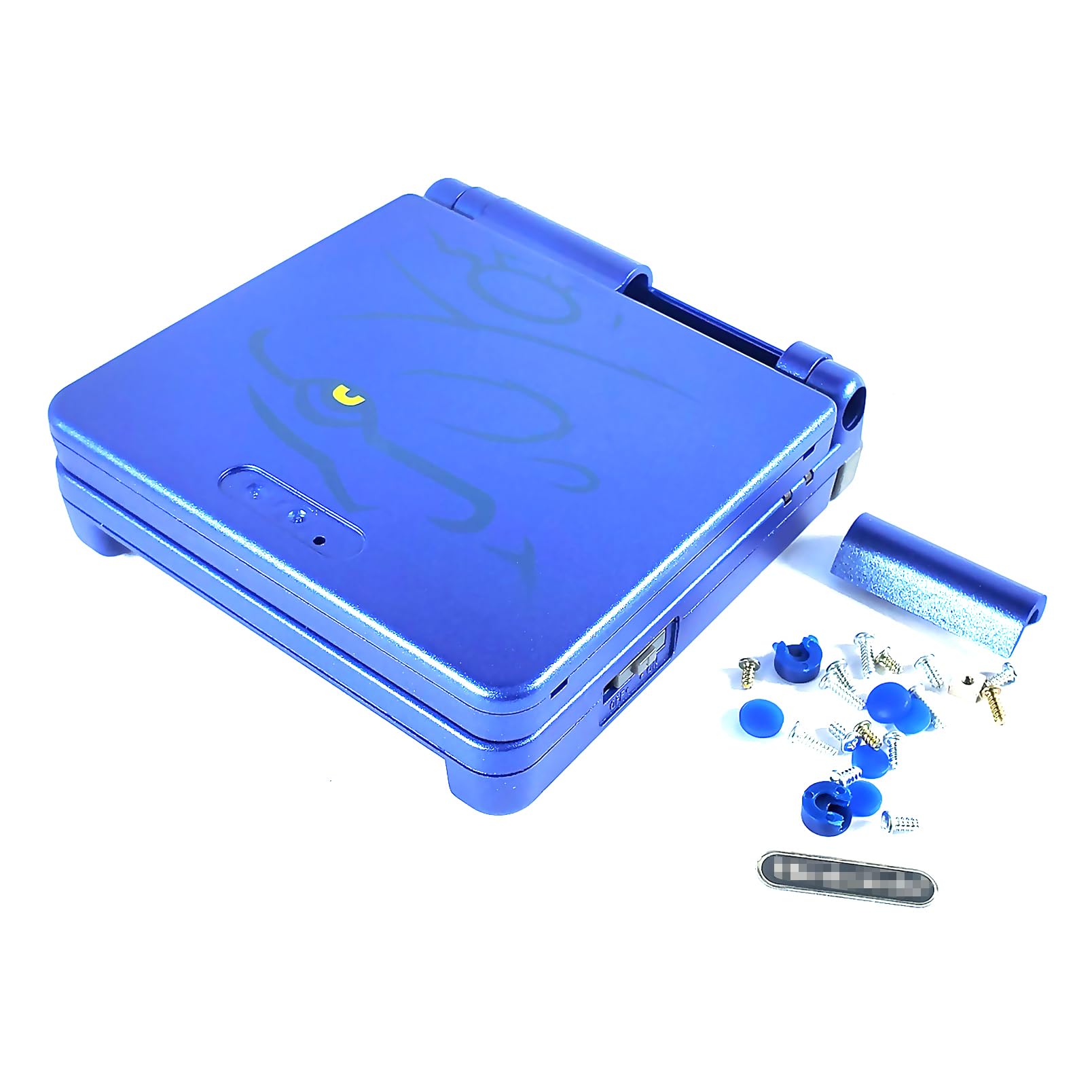 Replacement DIY Shell Case for Gameboy Advance GBA SP Console - Kyogre Edition with Buttons, Screws, Stickers & Hole Plugs | External Protective Cover for Gaming & Collectors