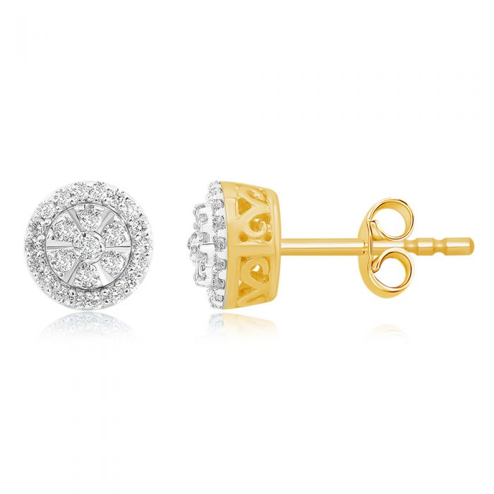 9ct Yellow Gold 1/5 Carat Lab-Grown Diamond Stud Earrings for Women - Sparkling Luminesce Diamond Jewelry for Everyday Wear & Special Occasions