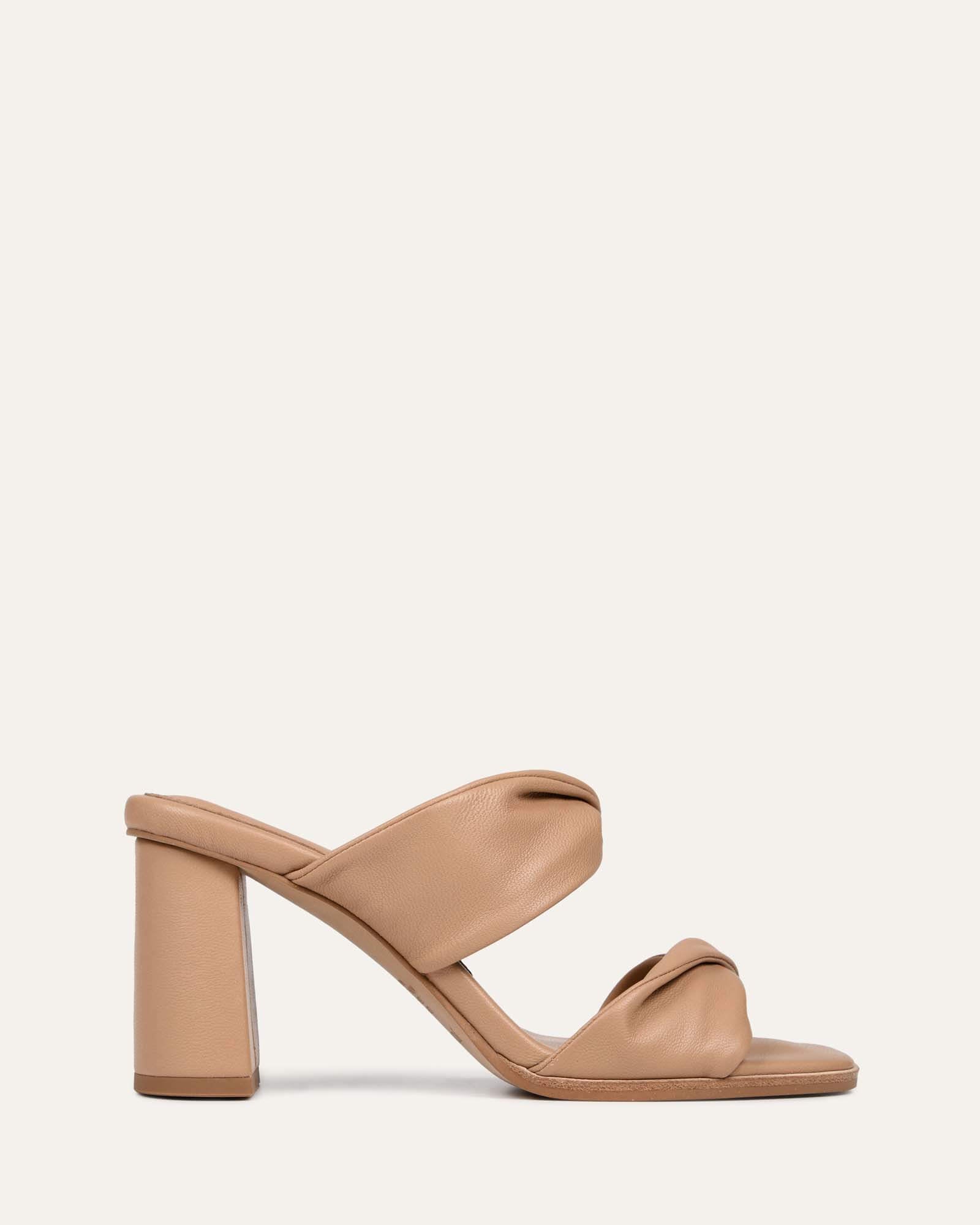 Caylie Women's Beige Leather High Heel Sandals - Comfortable Summer Dress Shoes for Weddings, Parties & Date Nights