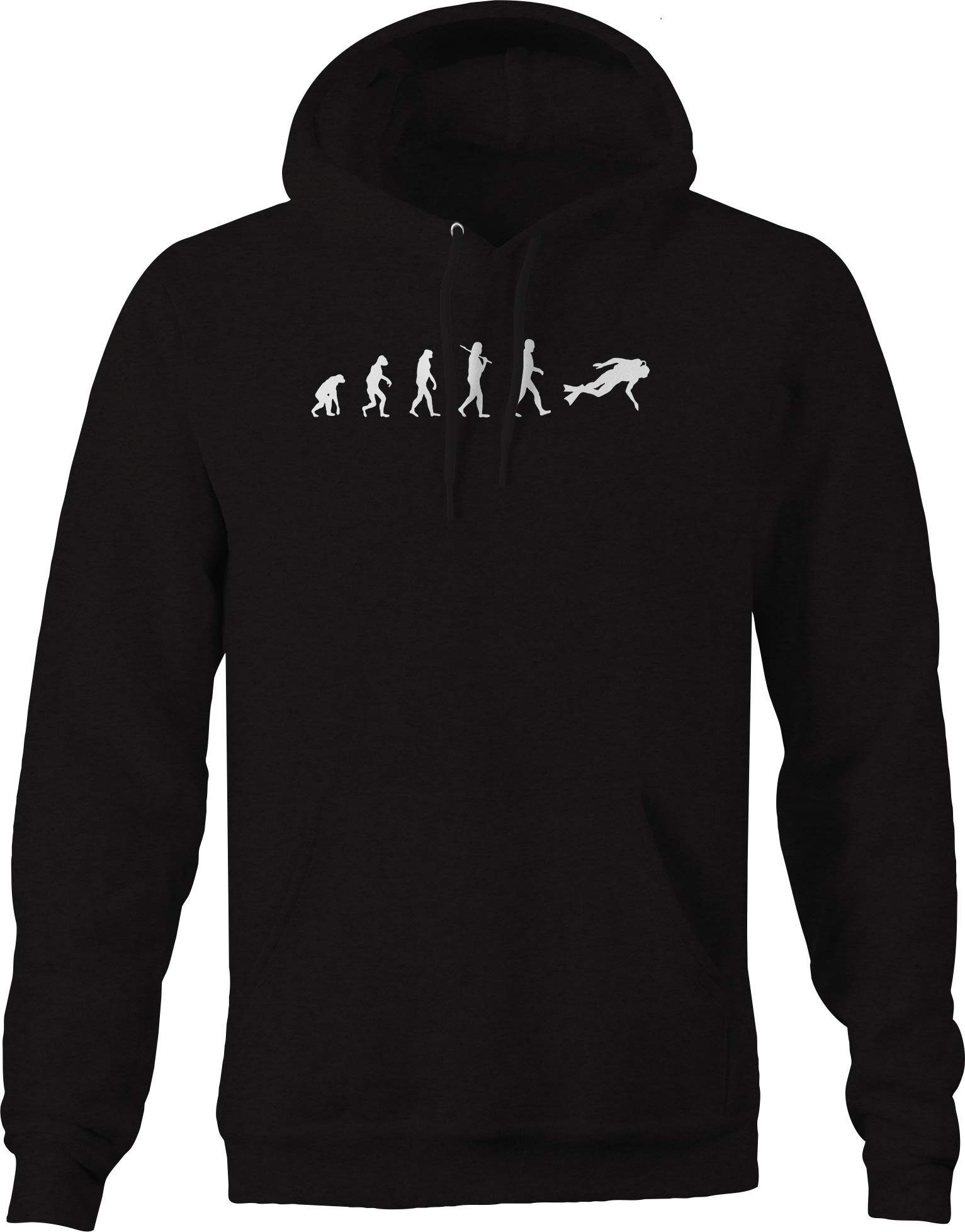 Evolution of Man Scuba Hoodie for Men - Black | Novelty Graphic Pullover Sweatshirt | Perfect for Diving, Beach & Casual Wear