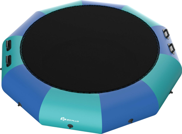 Costway 10ft Inflatable Water Trampoline with Padded Platform & 3-Step Ladder - Perfect for Pool, Lake, Beach Fun & Outdoor Water Activities