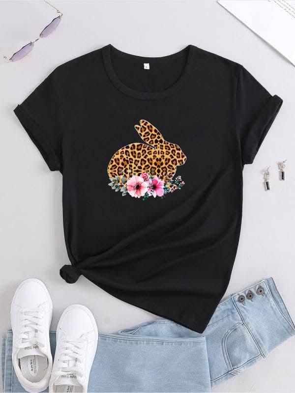 Stylish Leopard Print Cotton T-Shirt for Women - Trendy Animal Print Top for Casual Wear, Outings & Fashion Street Style