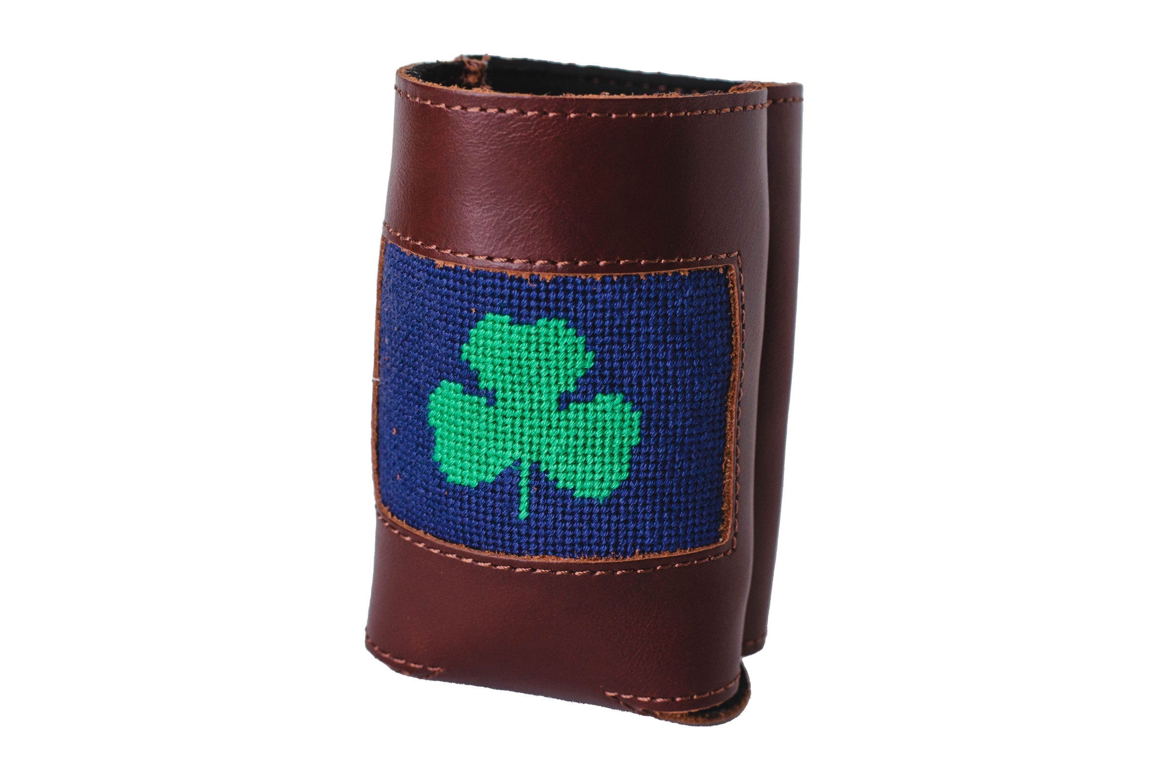 Shamrock Needlepoint Insulated Beer Can Cooler Holder - Perfect for St. Patrick's Day, BBQ, and Outdoor Parties