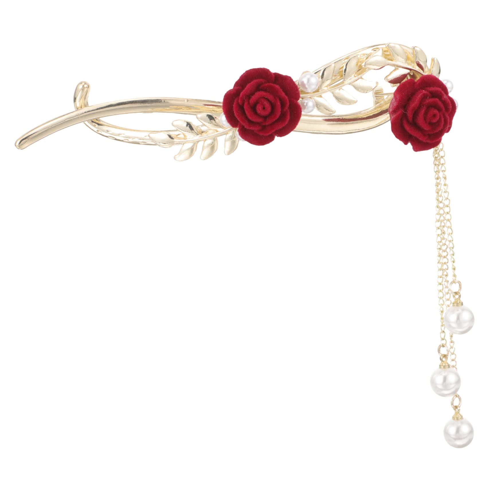Lurrose Rose Flower Hair Clips for Women - Pearl Barrettes Floral Hair Accessories - Fashion Alloy Hairpins for Wedding, Party & Everyday Use