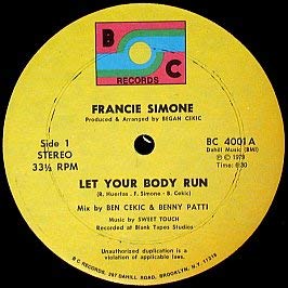 Francie Simone - Let Your Body Run 12'' Vinyl Single Record | 80s Dance Music Collectible | Perfect for DJs, Music Lovers & Retro Parties
