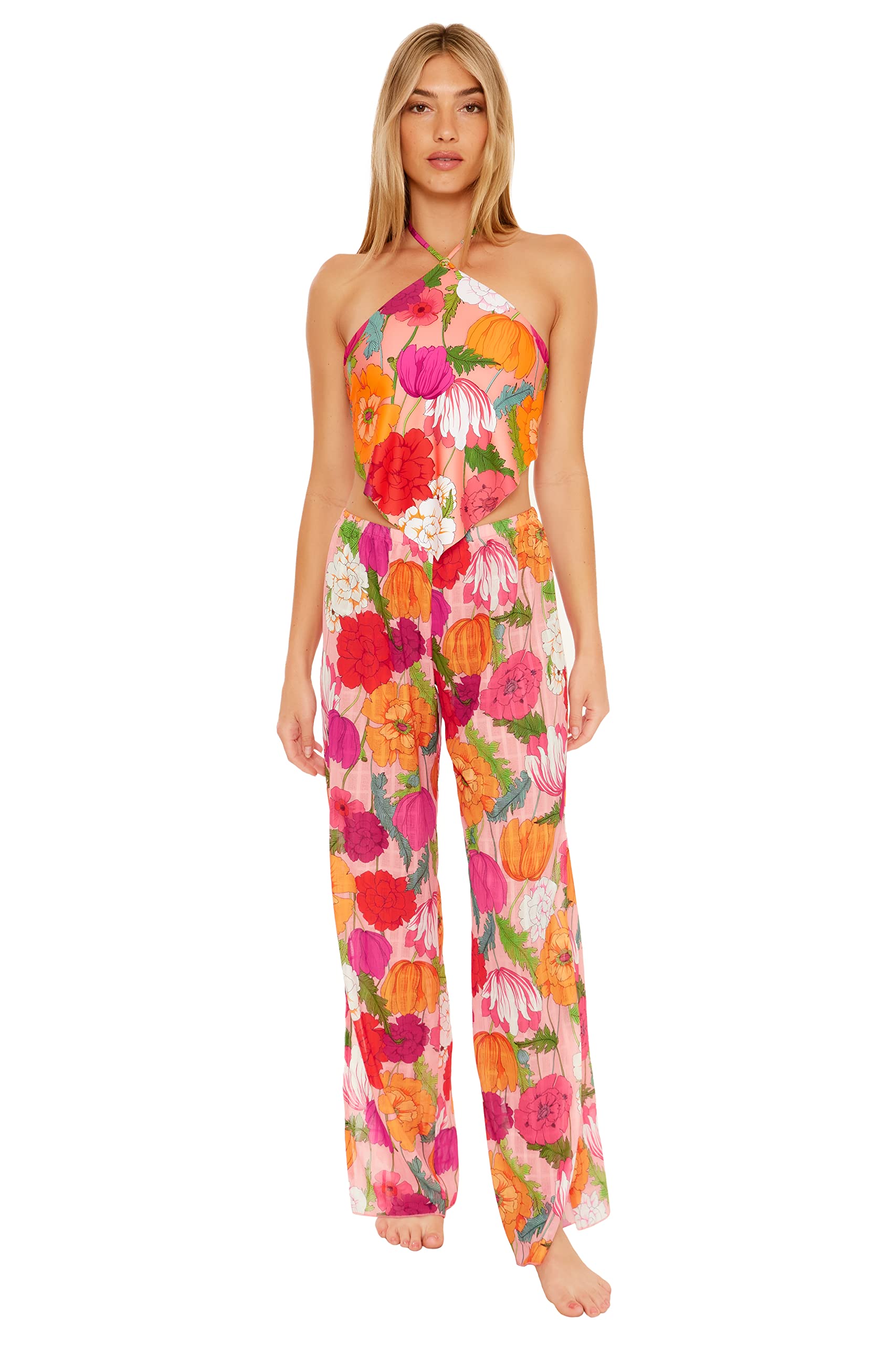 Trina Turk Women's Sunny Bloom Slit Pants - Floral Print Beach Cover Up Pants | Perfect for Poolside, Resort Wear & Summer Vacation Outfits