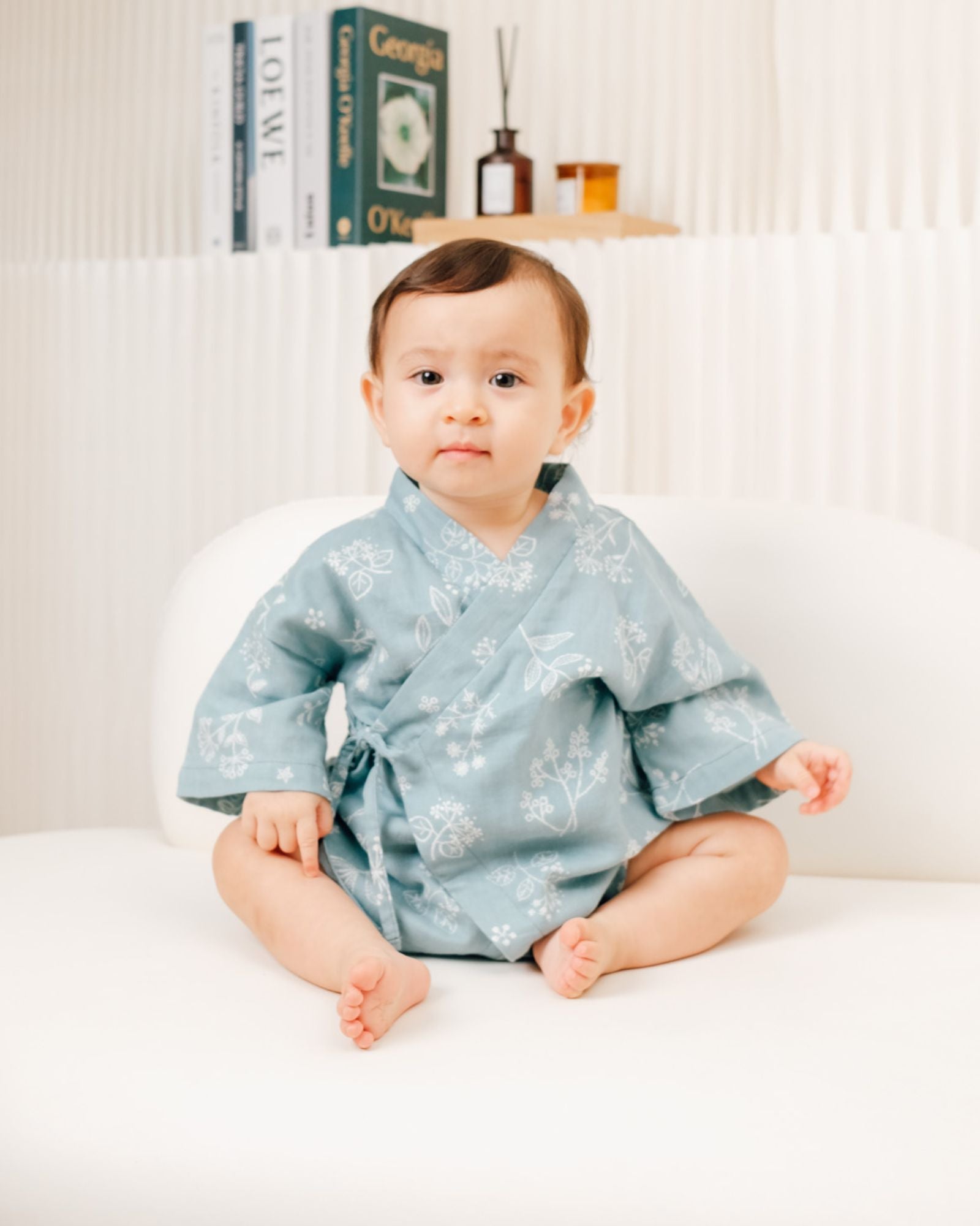 Organic Cotton Baby Kimono - Soft Teal Dandelion Print for Newborns & Infants | Perfect for Nursery, Photo Shoots & Gifts