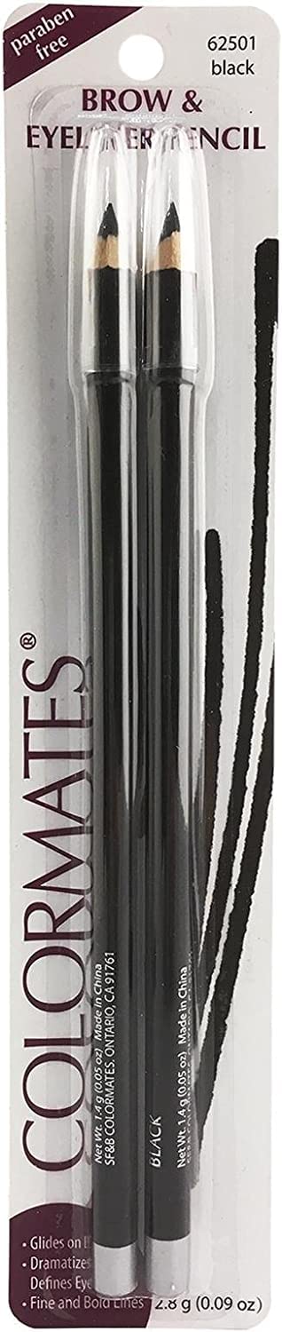 Duo Brow & Eyeliner Pencil Set - Black (2 Pencils, Pack of 4) for Perfect Eyebrows & Eye Definition | Everyday Makeup & Professional Use