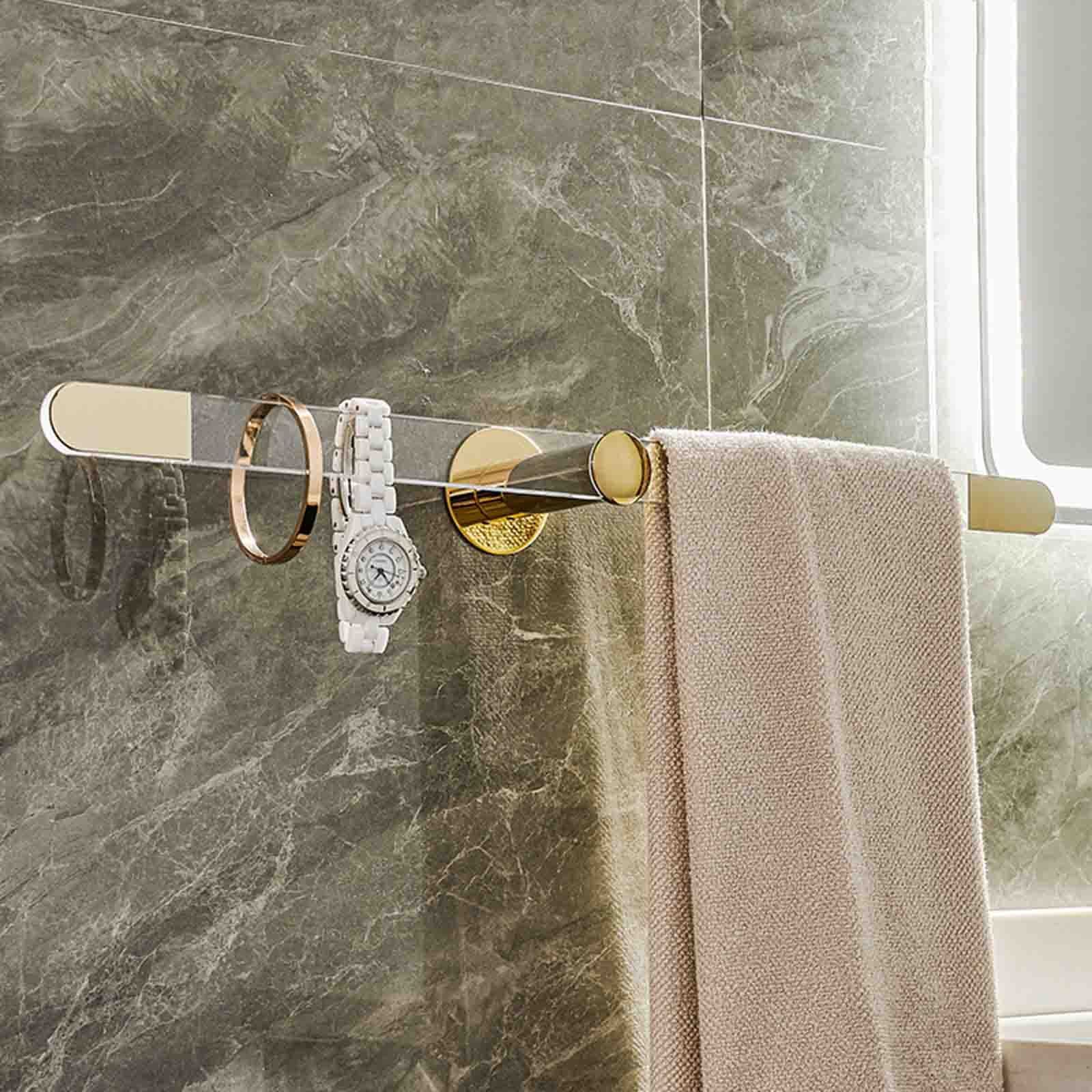 No Drill Towel Bar - 50cm Adhesive Acrylic Towel Holder for Bathroom & Kitchen | Wall Mounted Single Rod Towel Rail | Perfect for Small Spaces & Rental Homes