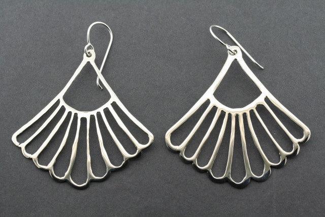 Large Fan Earrings Sterling Silver - Elegant Dangle Earrings for Women, Perfect for Parties, Weddings & Special Occasions