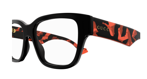 Gucci GG1428O 006 Black Havana Clear Square Men's Eyeglasses - Classic Designer Frames for Men | Perfect for Business, Casual & Everyday Wear