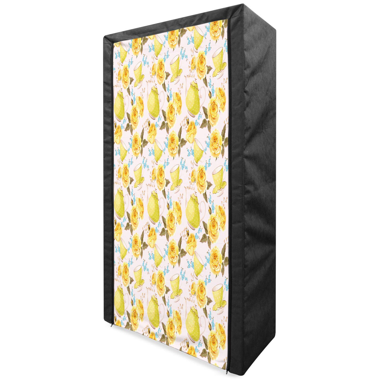 Ambesonne Portable Fabric Wardrobe with Tea Time Floral Design - 33.5
