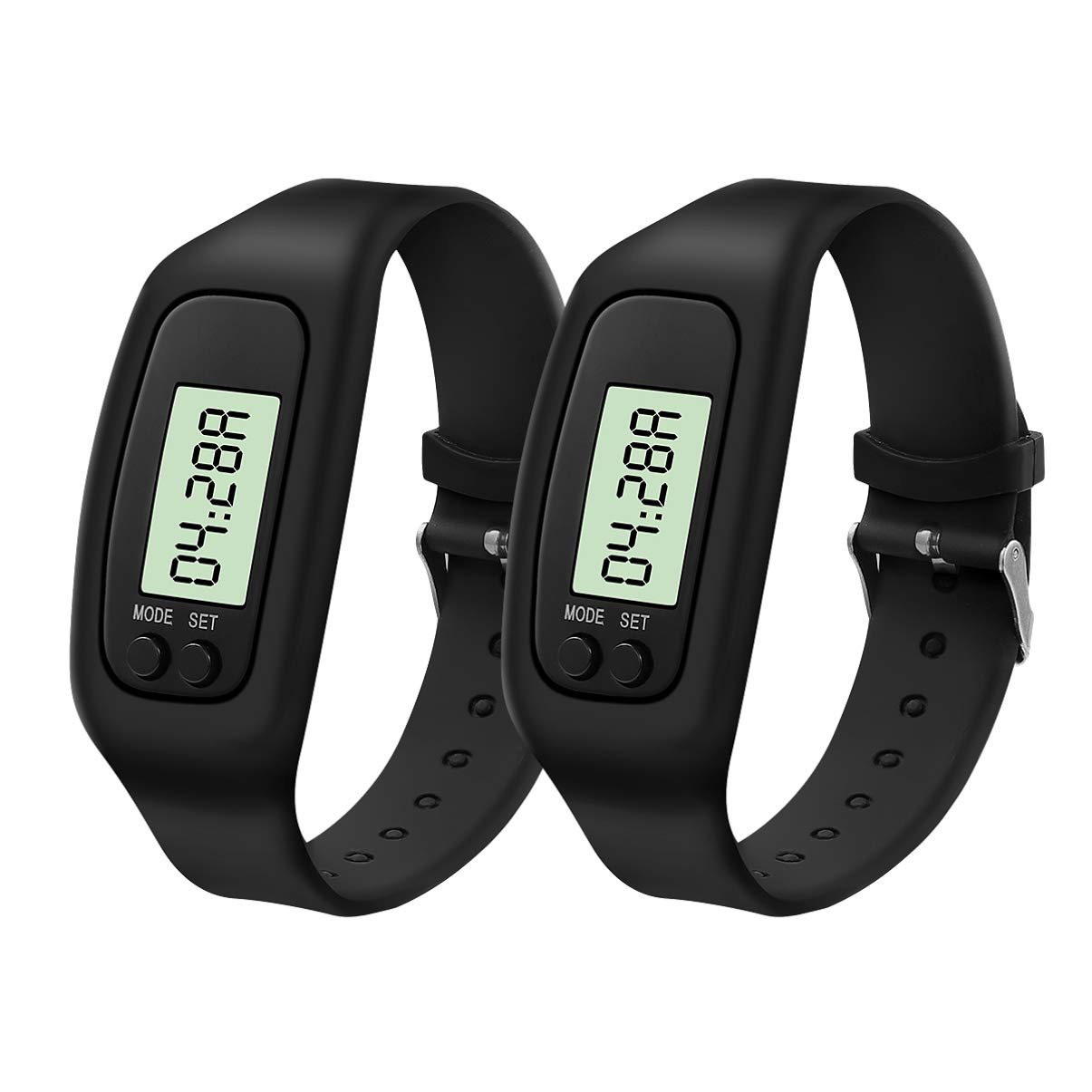 Nicerio LCD Pedometer Watch - Step Counter & Activity Tracker for Walking, Running & Sports | Waterproof Fitness Watch with Silicone Band for Men & Women | Perfect for Gym, Hiking & Daily Use (2-Pack)