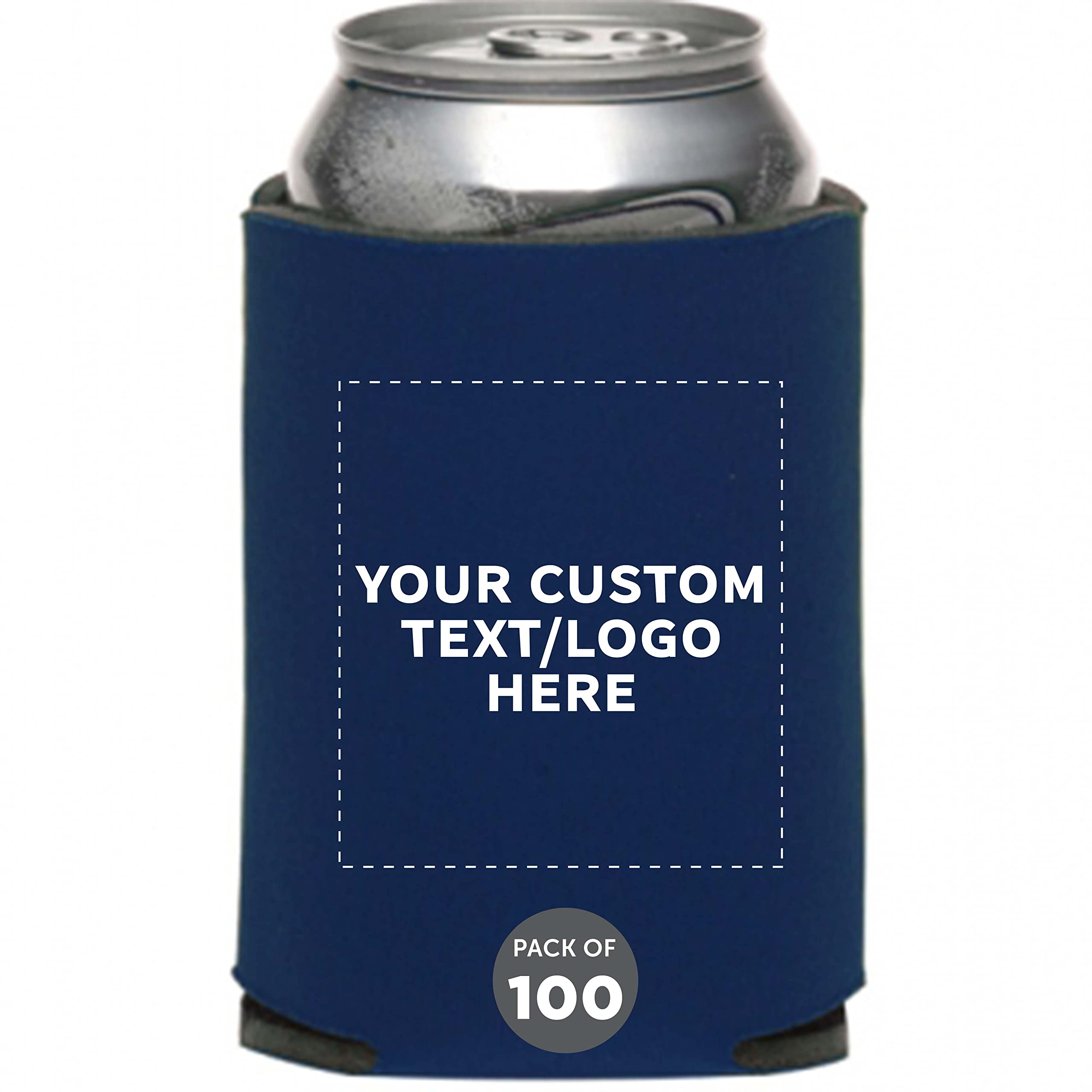 Custom Three Hearts Collapsible Wedding Can Coolers (Set of 100) - Personalized Bulk Insulated Beer & Soda Sleeves - Navy Blue - Perfect for Weddings, Parties, and Outdoor Events