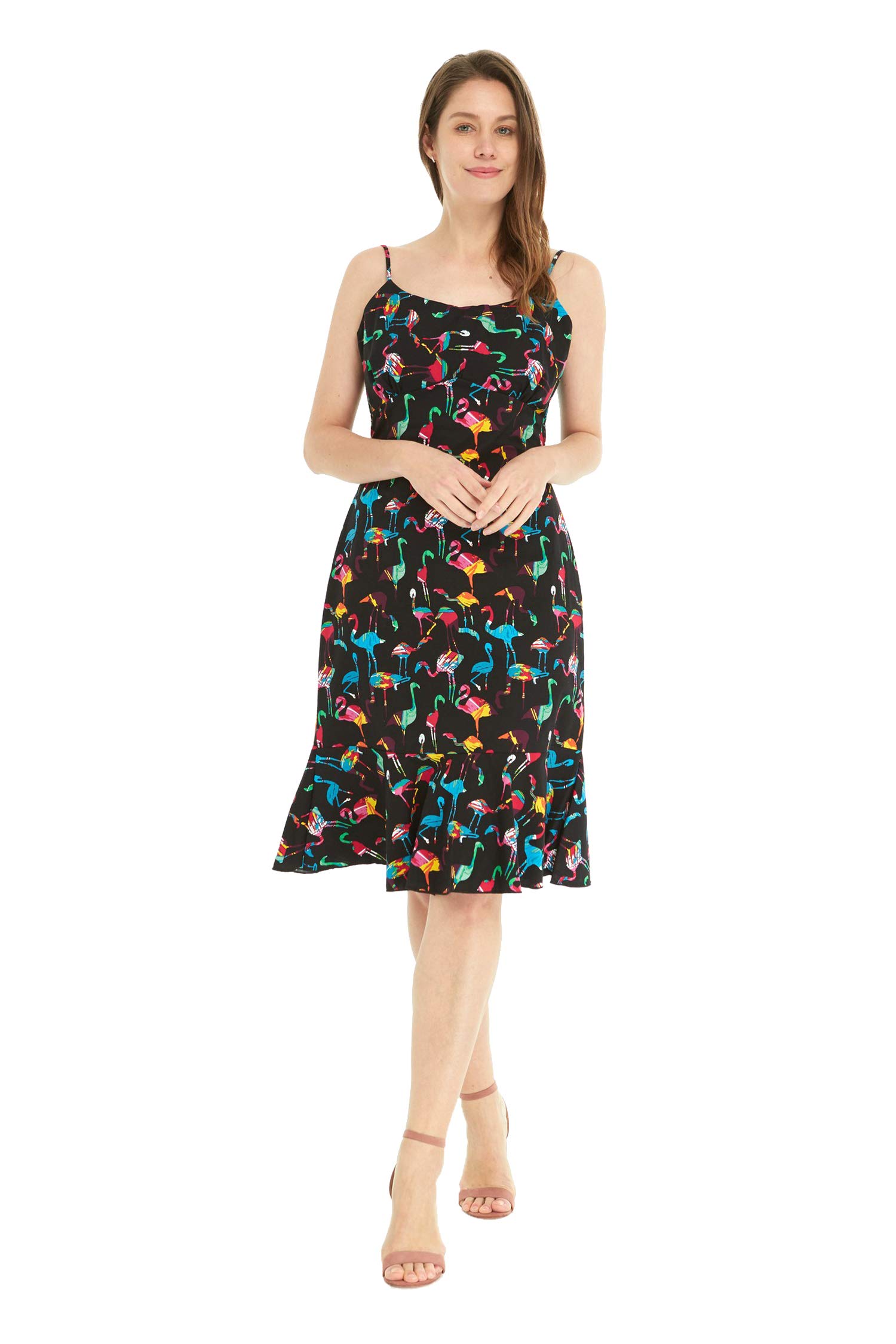 Hawaiian Women's Mermaid Ruffle Dress - Flamingo Print Beach Party Dress for Vacation, Summer Outfits, and Tropical Getaways
