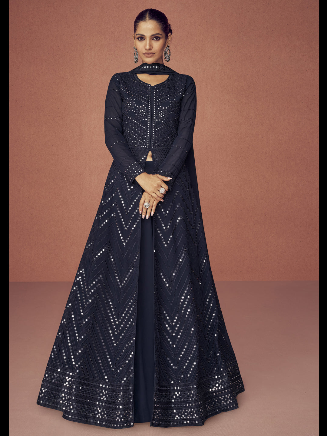 Elegant Black Pakistani Anarkali Dress with Intricate Embroidery - Designer Ready-to-Wear for Weddings, Parties & Special Occasions