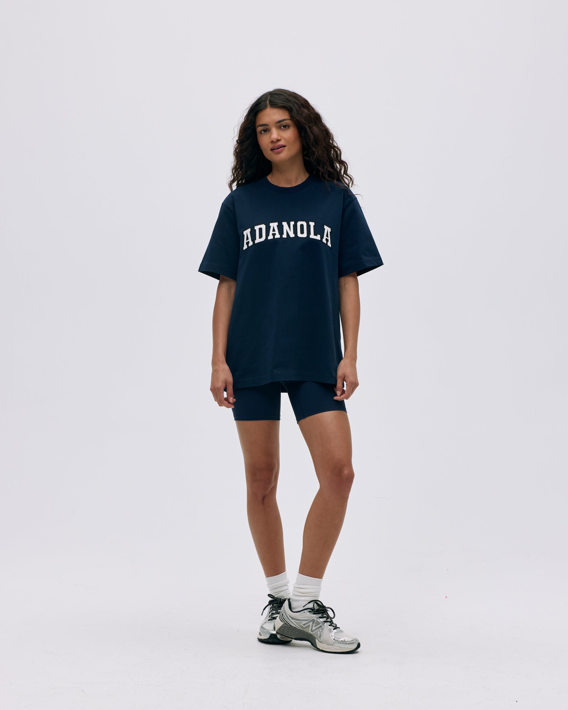 Varsity Short Sleeve Oversized T-Shirt for Men & Women | Comfortable Cotton Crewneck Tee in Navy Blue/White | Perfect for Casual Wear, Street Style & Everyday Outfits