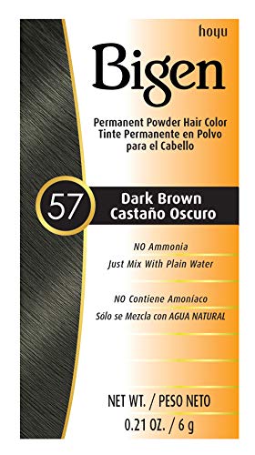 Bigen Permanent Hair Color Powder #57 Dark Brown - 6 Pack for Long-Lasting Gray Coverage & Natural-Looking Results | Perfect for Home Hair Coloring & Professional Salon Use